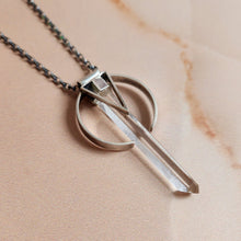 Load image into Gallery viewer, LASER QUARTZ ENCIRCLED PENDANT RECYCLED SILVER