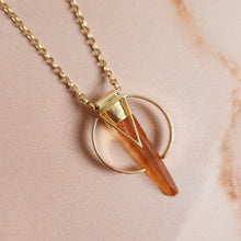 Load image into Gallery viewer, TANGERINE QUARTZ ENCIRCLED PENDANT FAIRMINED PLATE