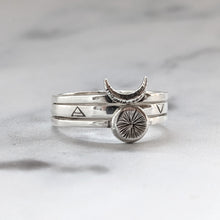 Load image into Gallery viewer, SUN MOON ELEMENTS STACKING SET SILVER