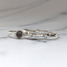 Load image into Gallery viewer, SUN MOON ELEMENTS STACKING SET SILVER