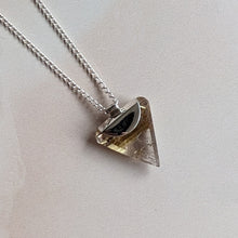 Load image into Gallery viewer, PYRAMID CHARGED GOLDEN RUTILE TRIANGLE PENDANT SILVER