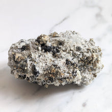 Load image into Gallery viewer, PYRITE ON SPHALERITE + NEEDLE QUARTZ
