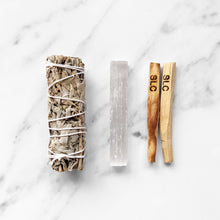 Load image into Gallery viewer, CLEANSING SET - SAGE, PALO SANTO, CRYSTAL