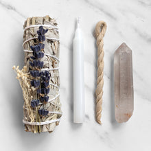 Load image into Gallery viewer, MANIFEST SET - SAGE, INCENSE, CANDLE, CRYSTAL