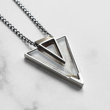 Load image into Gallery viewer, BESPOKE - DELICATE GOLDEN RUTILE TRIANGLE PENDANT SILVER