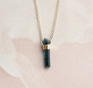 INDICOLITE TOURMALINE PENDANT IN 9CT GOLD