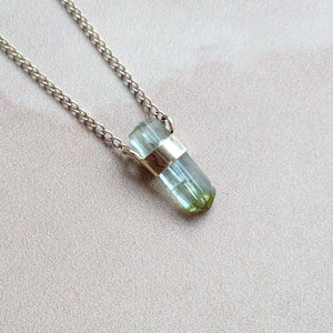 BI-COLOURED GREEN TOURMALINE PENDANT 9CT GOLD