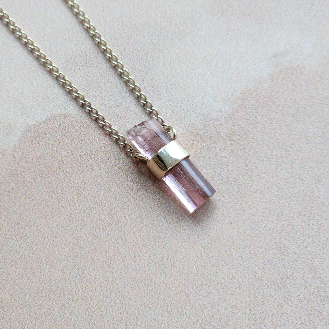 PINK TOURMALINE PENDANT 9CT GOLD