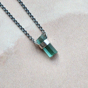 TEAL GREEN TOURMALINE PENDANT SILVER