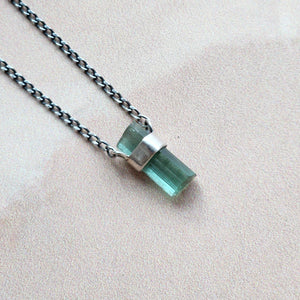 TEAL GREEN TOURMALINE PENDANT SILVER