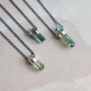 TEAL GREEN TOURMALINE PENDANT SILVER