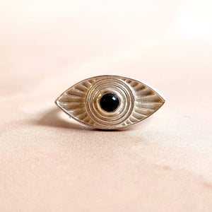 RAYS OF LIGHT RING ONYX SILVER