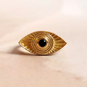 RAYS OF LIGHT RING ONYX GOLD VERMEIL