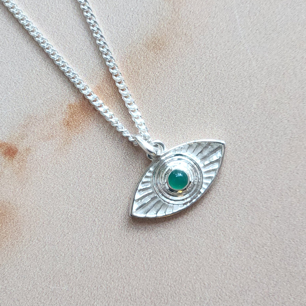 RAYS OF LIGHT PENDANT GREEN ONYX SILVER