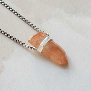 TANGERINE QUARTZ CRYSTAL PENDANT SILVER