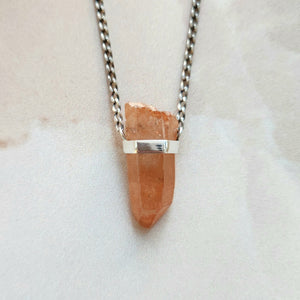 TANGERINE QUARTZ CRYSTAL PENDANT SILVER