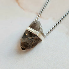 Load image into Gallery viewer, SMOKY QUARTZ CRYSTAL NECKLACE SILVER
