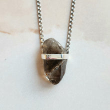 Load image into Gallery viewer, SMOKY QUARTZ CRYSTAL NECKLACE SILVER
