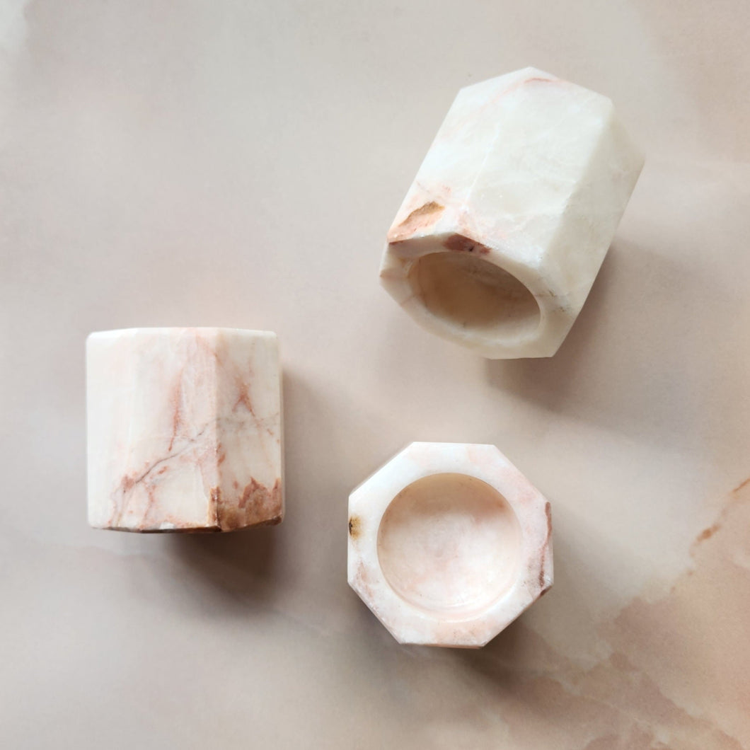 PINK CALCITE CANDLE HOLDERS