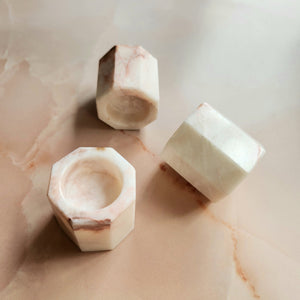 PINK CALCITE CANDLE HOLDERS