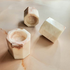 PINK CALCITE CANDLE HOLDERS