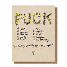 Load image into Gallery viewer, F**K CHECKLIST - GREETING CARD
