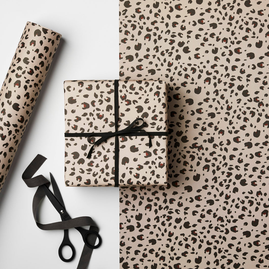 CREAM LEOPARD PRINT - WRAPPING PAPER SHEET