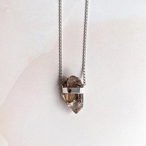 PYRAMID CHARGED GOLDEN RUTILE PENDANT SILVER