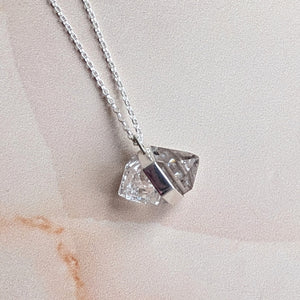 PYRAMID CHARGED GIANT HERKIMER DIAMOND PENDANT IN SILVER