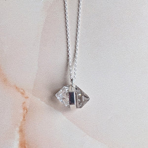 BESPOKE: PYRAMID CHARGED GIANT HERKIMER DIAMOND PENDANT IN SILVER