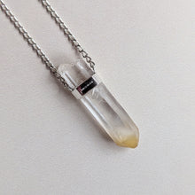 Load image into Gallery viewer, PYRAMID CHARGED MANGO QUARTZ PENDANT SILVER

