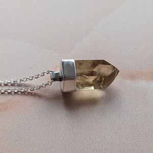 PYRAMID CHARGED CITRINE PENDANT SILVER