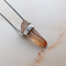Load image into Gallery viewer, TANGERINE LEMURIAN CRYSTAL PENDANT SILVER
