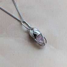 Load image into Gallery viewer, MINI CAPSULE ROSE QUARTZ PENDANT SILVER
