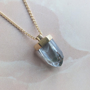 CHLORITE PHANTOM PENDANT FAIRMINED GOLD PLATE