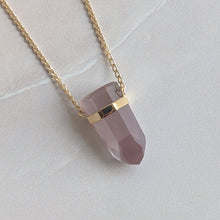Load image into Gallery viewer, PINK LITHIUM PHANTOM FACETED PENDANT FAIRMINED GOLD PLATED
