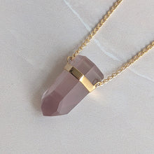 Load image into Gallery viewer, PINK LITHIUM PHANTOM FACETED PENDANT FAIRMINED GOLD PLATED
