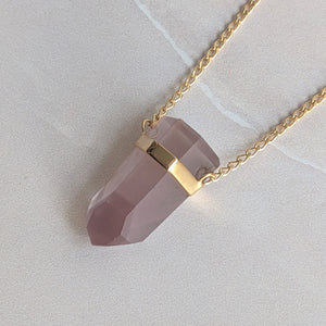 PINK LITHIUM PHANTOM FACETED PENDANT FAIRMINED GOLD PLATED