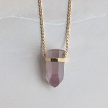 Load image into Gallery viewer, PINK LITHIUM PHANTOM FACETED PENDANT FAIRMINED GOLD PLATED
