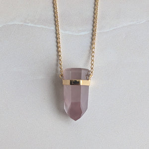 PINK LITHIUM PHANTOM FACETED PENDANT FAIRMINED GOLD PLATED
