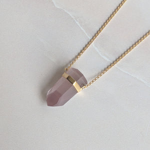 PINK LITHIUM PHANTOM FACETED PENDANT FAIRMINED GOLD PLATED