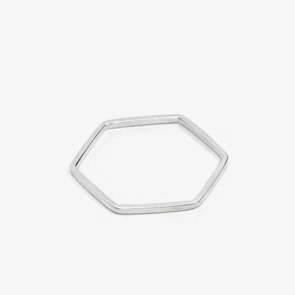 Silver 2025 hexagon ring