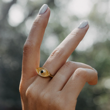 Load image into Gallery viewer, RAYS OF LIGHT RING ONYX GOLD VERMEIL
