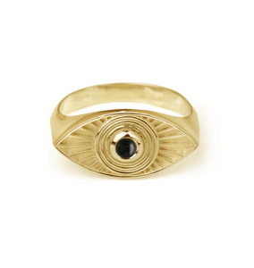 RAYS OF LIGHT RING ONYX GOLD VERMEIL