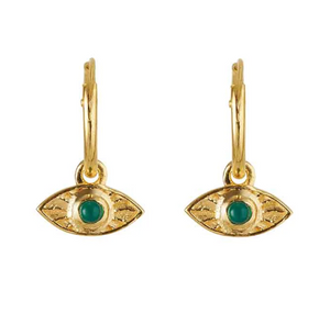 RAYS OF LIGHT MINI HOOPS GREEN ONYX GOLD PLATED