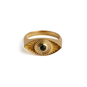 RAYS OF LIGHT RING ONYX GOLD VERMEIL