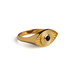 RAYS OF LIGHT RING ONYX GOLD VERMEIL