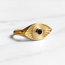 Load image into Gallery viewer, RAYS OF LIGHT RING ONYX GOLD VERMEIL
