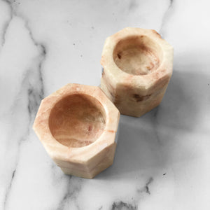 PINK CALCITE CANDLE HOLDERS
