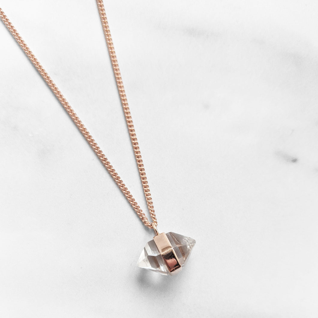 BESPOKE - HERKIMER DIAMOND PENDANT IN 9CT ROSE GOLD